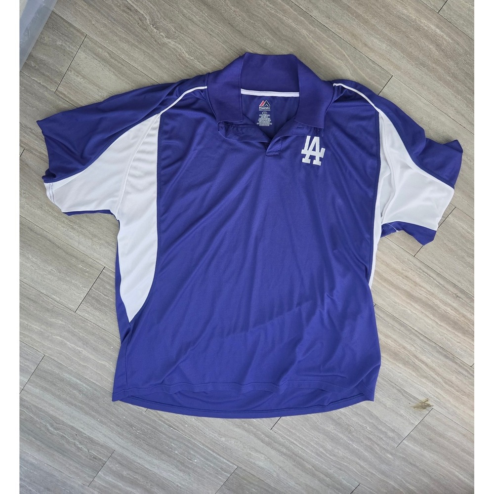 Majestic Los Angeles Dodgers Polo Shirt Mens 3XT Purple White MLB Baseball Logo